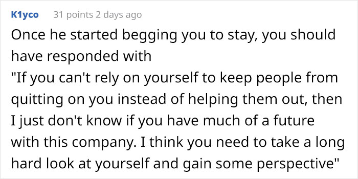 Boss Made To Eat His Words After Telling Star Employee To “Gain Some Perspective” For Refusing To Add 3 Hr Commute To Workday Boss Made To Eat His Words After Telling Star Employee To “Gain Some Perspective” For Refusing To Add 3 Hr Commute To Workday