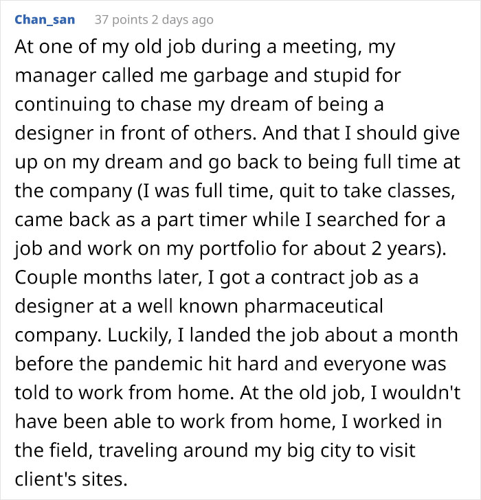 Boss Made To Eat His Words After Telling Star Employee To “Gain Some Perspective” For Refusing To Add 3 Hr Commute To Workday Boss Made To Eat His Words After Telling Star Employee To “Gain Some Perspective” For Refusing To Add 3 Hr Commute To Workday