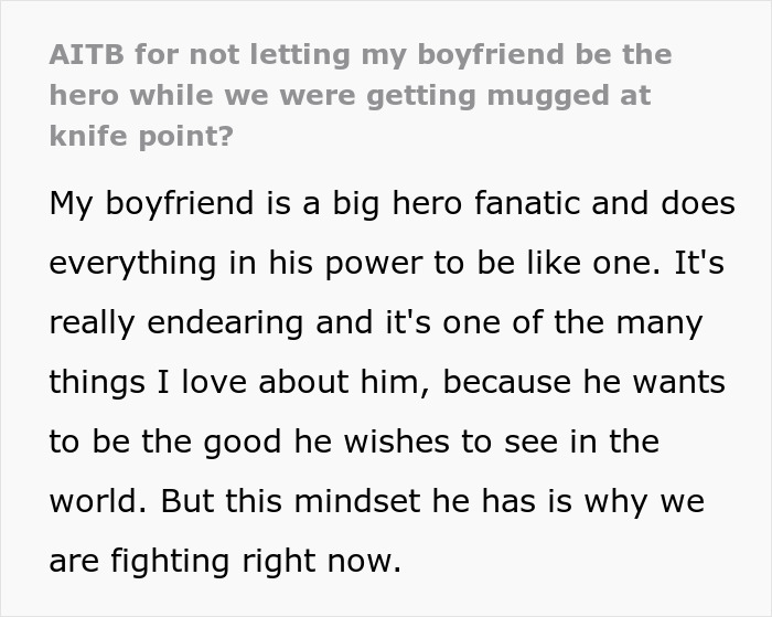 “He Assured Me He’d Protect Me”: Man, Obsessed With Being A Hero, Goes Off On GF For Ruining His Moment When Faced With Knife-Wielding Attacker “He Assured Me He’d Protect Me”: Man, Obsessed With Being A Hero, Goes Off On GF For Ruining His Moment When Faced With Knife-Wielding Attacker