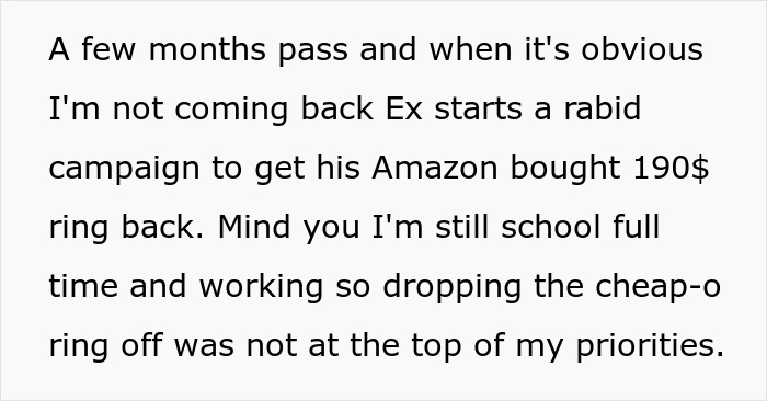 Man Cheats On Fiancé With An Ex, Demands She Return His $190 Engagement Ring, So She Does, Infuriating Him Endlessly Man Cheats On Fiancé With An Ex, Demands She Return His $190 Engagement Ring, So She Does, Infuriating Him Endlessly