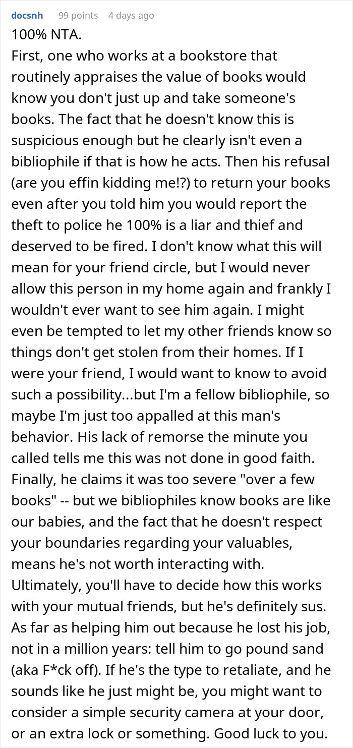 &#8220;I Told Him I Will Be Calling The Cops&#8221;: Woman Gets Friend Fired After He &#8220;Borrowed&#8221; Her Special Books To Get Them Appraised As A &#8220;Surprise&#8221;