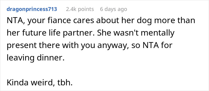 &ldquo;[Am I The Jerk] For Leaving The Engagement Dinner Due To My Fianc&eacute;e&rsquo;s Obsession With The Dog?&rdquo;