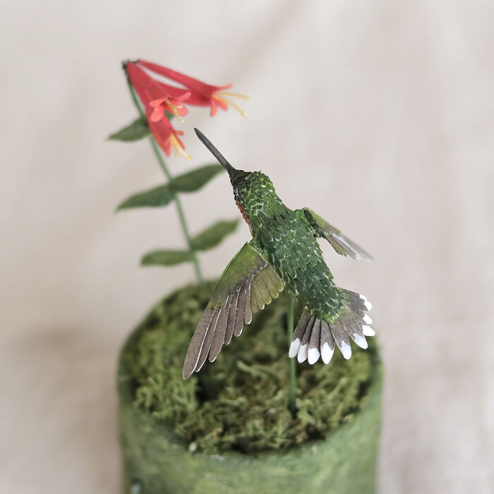 Coral Dreams: My Miniature Paper Automata Sculpture Of A Flying Ruby-Throated Hummingbird (4 Pics) Coral Dreams: My Miniature Paper Automata Sculpture Of A Flying Ruby-Throated Hummingbird (4 Pics)