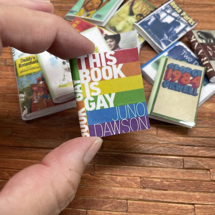 These 12 Miniature Banned Books Can Be Found In A Really Little Free Library That I Made