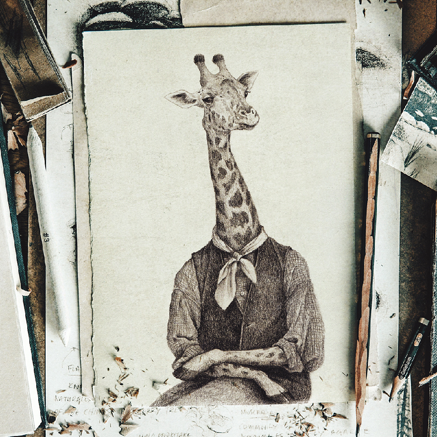 I Illustrated Animals In The Style Of Vintage Human Portraits (26 Pics) I Illustrated Animals In The Style Of Vintage Human Portraits (26 Pics)