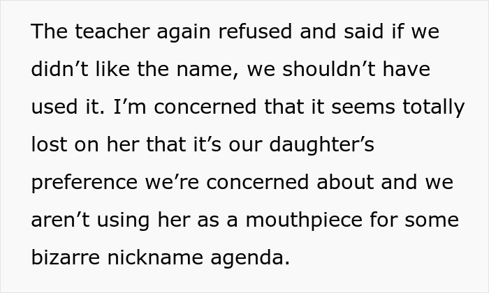 Teacher Refuses To Call Girl By The Name She’s Been Using For 3 Years, Parent Asks For Advice Teacher Refuses To Call Girl By The Name She’s Been Using For 3 Years, Parent Asks For Advice