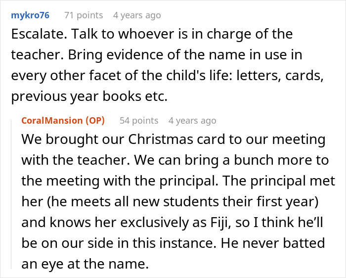 Teacher Refuses To Call Girl By The Name She’s Been Using For 3 Years, Parent Asks For Advice Teacher Refuses To Call Girl By The Name She’s Been Using For 3 Years, Parent Asks For Advice