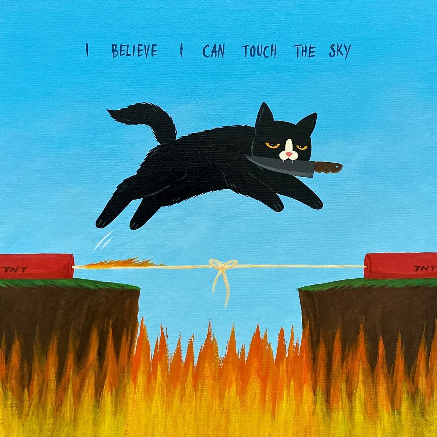 30 Hilarious Illustrations Of A Black Cat With Attitude By This Artist (New Pics)