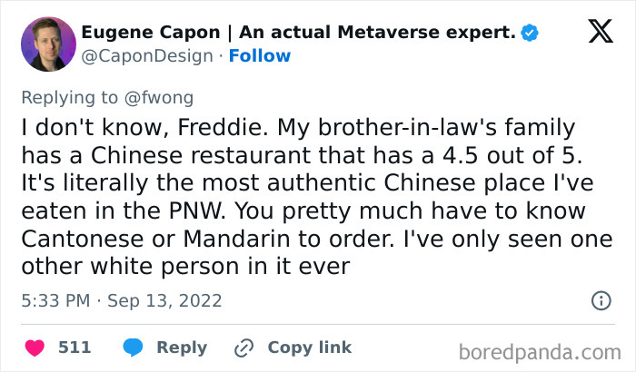 “The Chinese Restaurant 3.5 Rule”: Guy Shares His Interesting Take On Ratings