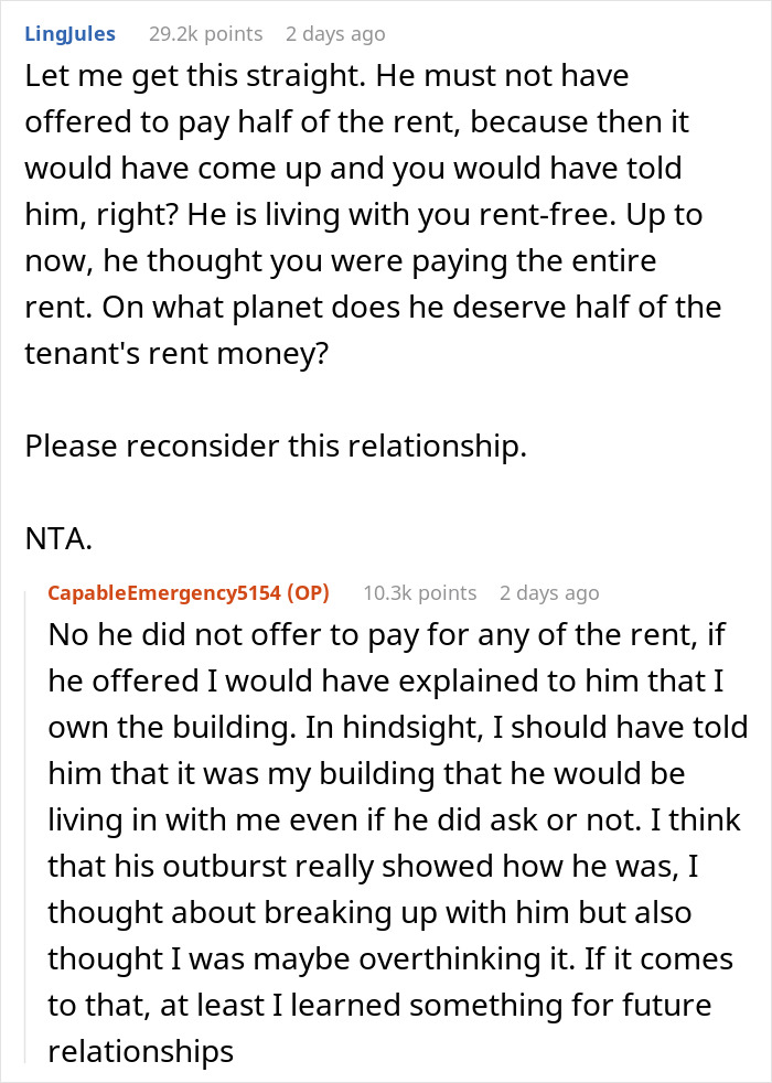 Guy Learns That His Girlfriend Is A Landlord, Demands Half Of Her Rental Income