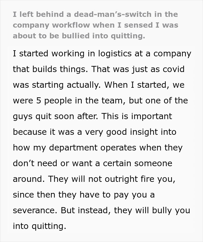 Employee Realizes He’s Being Bullied Into Quitting, Company Ends Up Racking Up 8 Figures In Losses Employee Realizes He’s Being Bullied Into Quitting, Company Ends Up Racking Up 8 Figures In Losses