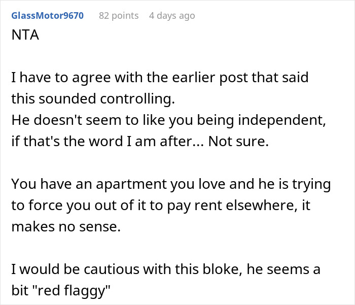 Woman Shares Why Her BF Refuses To Move Into Her Apartment, Internet Instantly Spot Red Flags Woman Shares Why Her BF Refuses To Move Into Her Apartment, Internet Instantly Spot Red Flags
