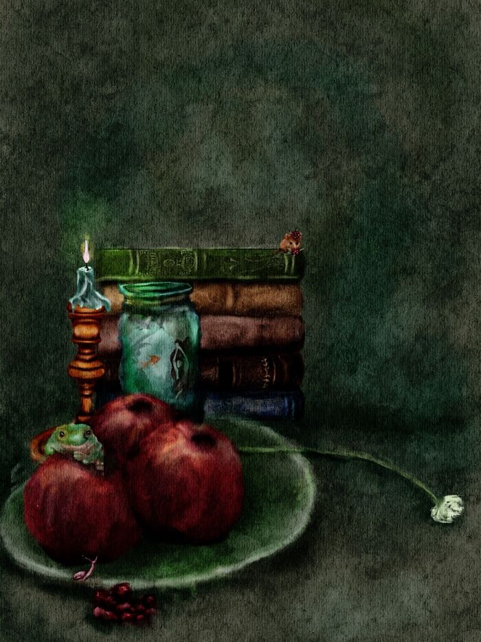 I Created Halloween-Themed Watercolor Artwork