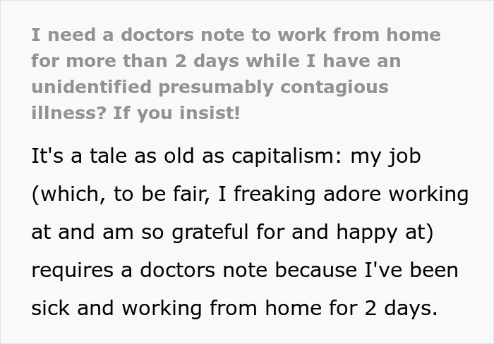 &ldquo;Tale As Old As Capitalism&rdquo;: Ill Woman Maliciously Complies After Boss Demands A Doctor’s Note