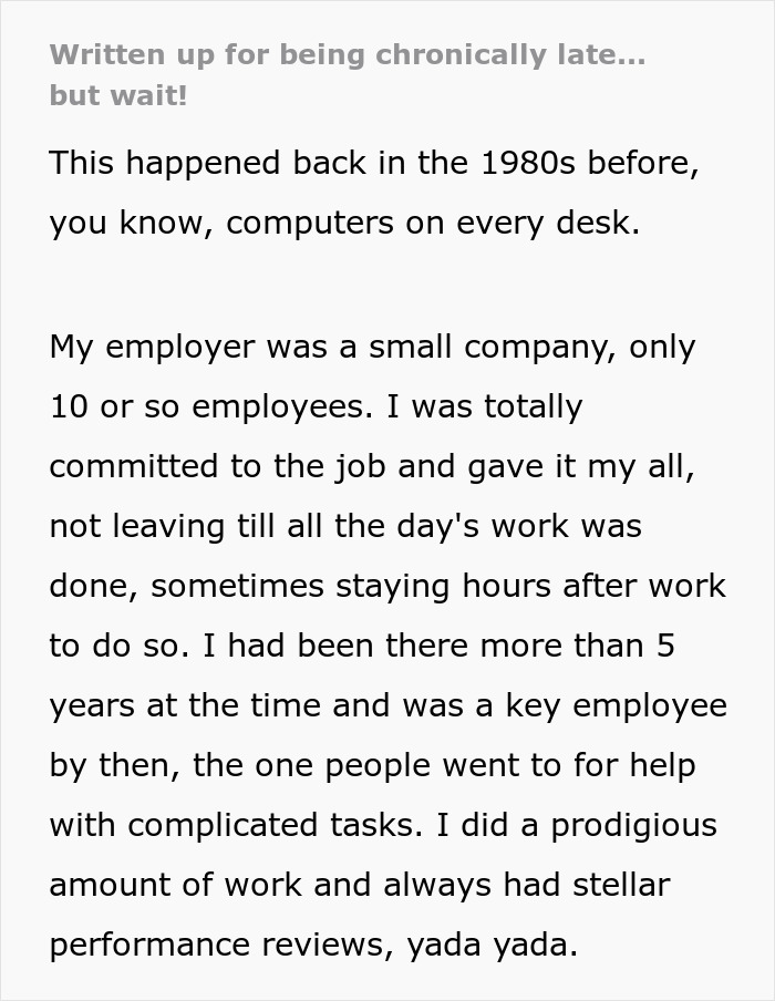 Person Sticks To Schedule After Being Reprimanded For Being Late, Company Has To Hire 3 New People Person Sticks To Schedule After Being Reprimanded For Being Late, Company Has To Hire 3 New People