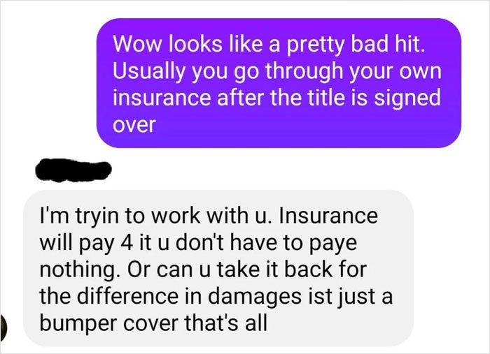 Man Shares Threatening Texts From The Guy He Sold His Car To After His Son Crashed It Man Shares Threatening Texts From The Guy He Sold His Car To After His Son Crashed It