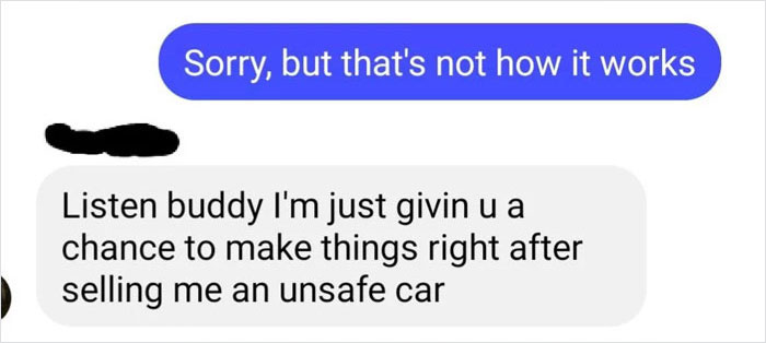 Man Shares Threatening Texts From The Guy He Sold His Car To After His Son Crashed It Man Shares Threatening Texts From The Guy He Sold His Car To After His Son Crashed It