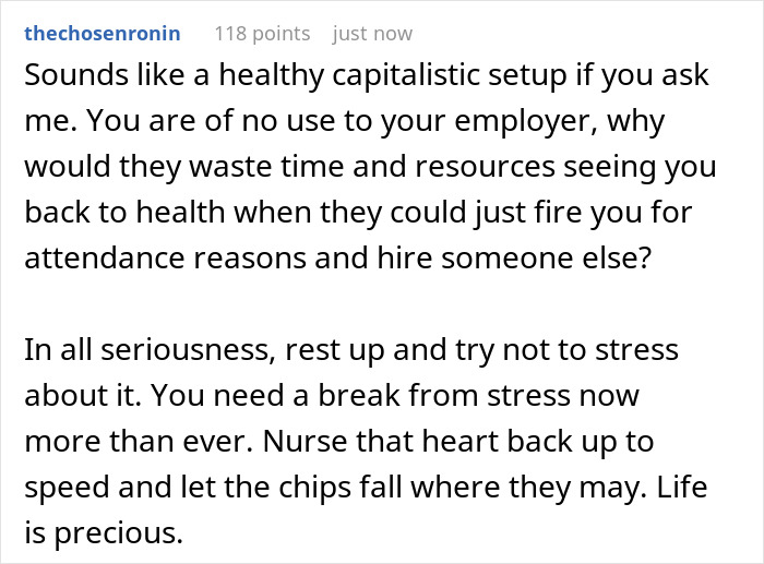 HR Rushes Heart Attack Survivor To Return To Work And Won’t Cover Their Sick Leave