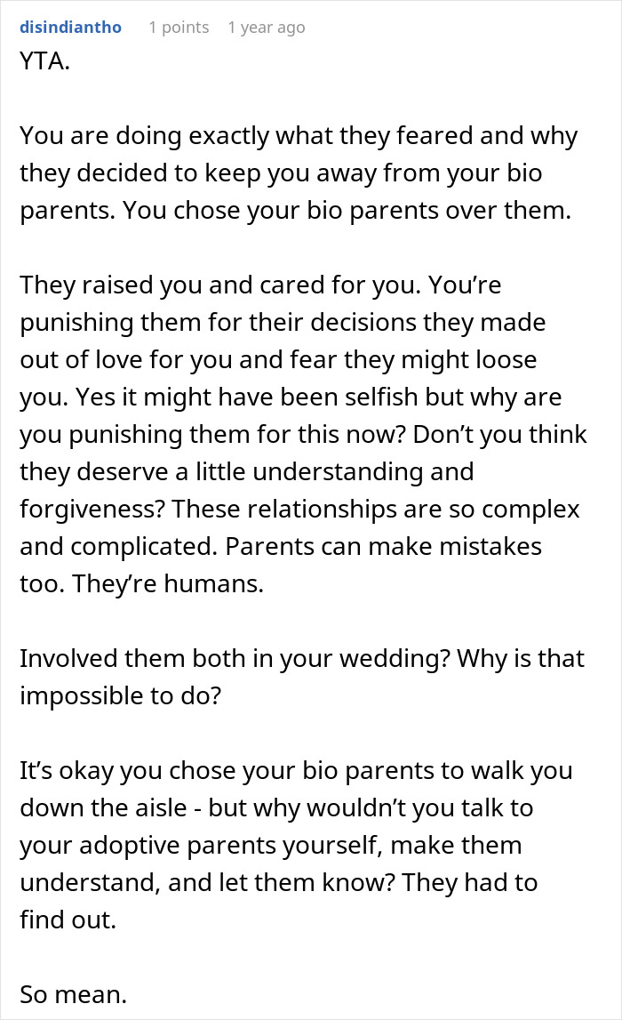 Bride Uninvites Adoptive Parents From The Wedding And Ends Up Cutting Them Off Completely