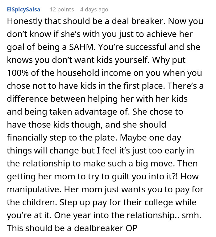 “Am I The Jerk For Not Allowing My Girlfriend To Be A Stay-At-Home Mom To Her Kids?” “Am I The Jerk For Not Allowing My Girlfriend To Be A Stay-At-Home Mom To Her Kids?”