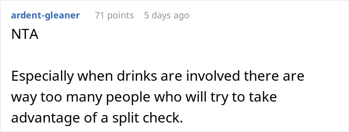 Friend Drama Ensues After Woman Refuses To Split The Bill And Pay $45 For Soda And Appetizer Friend Drama Ensues After Woman Refuses To Split The Bill And Pay $45 For Soda And Appetizer