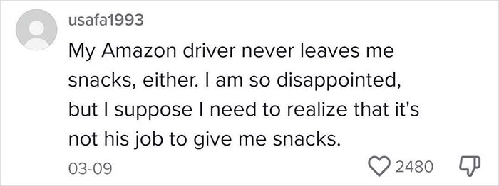 Amazon Driver Says Customers Should Put Out Snacks, People Don’t Think It Should Be Expected Amazon Driver Says Customers Should Put Out Snacks, People Don’t Think It Should Be Expected