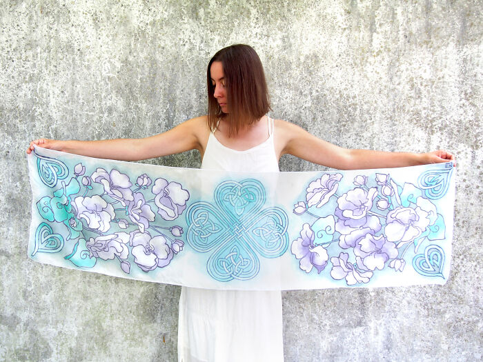 My Hand-Painted Silk Scarf: A Unique Take On Celtic Knots My Hand-Painted Silk Scarf: A Unique Take On Celtic Knots