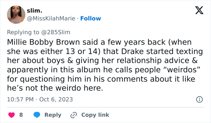 Drake Finally Responds To Millie Bobby Brown Grooming Claims In A New Album Drake Finally Responds To Millie Bobby Brown Grooming Claims In A New Album