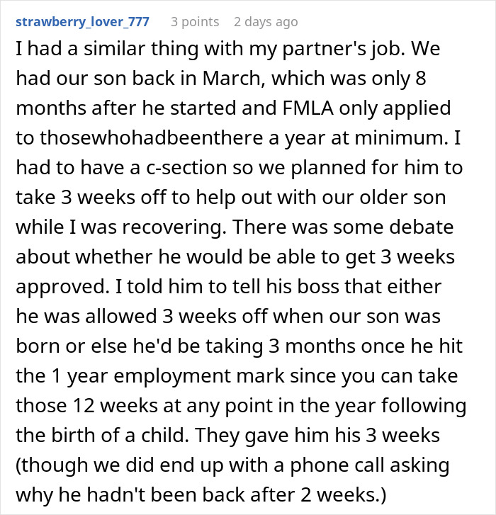 Boss Regrets Not Giving New Dad 1 Week Off After He Says He’ll Be Taking 12