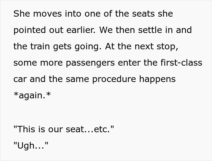 Spouses Upset Seeing A Random Karen In Their Booked 1st Class Train Seats And Refusing To Move Spouses Upset Seeing A Random Karen In Their Booked 1st Class Train Seats And Refusing To Move