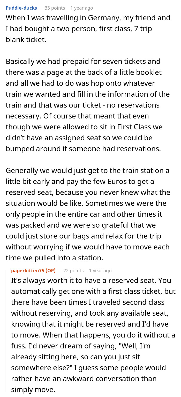 Spouses Upset Seeing A Random Karen In Their Booked 1st Class Train Seats And Refusing To Move Spouses Upset Seeing A Random Karen In Their Booked 1st Class Train Seats And Refusing To Move