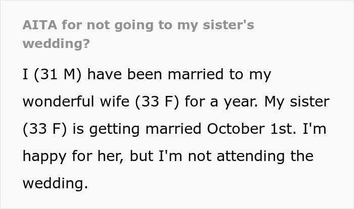 &ldquo;I [Won’t] Subject My Wife To This Abusive Trainwreck&rdquo;: Man Skips Sister&rsquo;s Wedding, Citing Her Rage