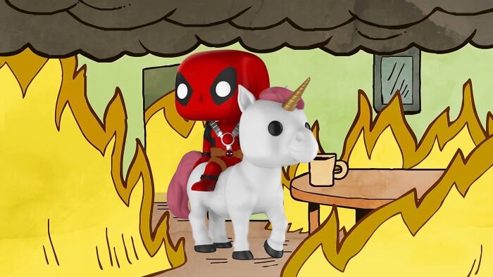 I Put Deadpool Funko Pops Into The &#8220;This Is Fine&#8221; Meme (21 Pics)