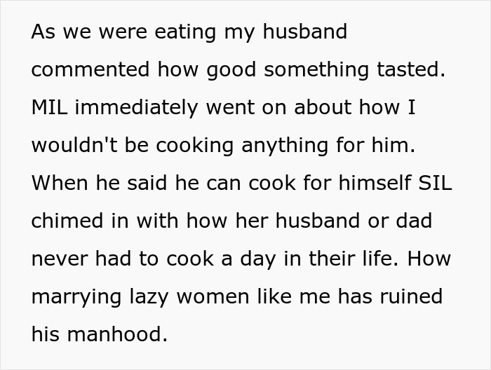 Woman Maliciously Complies With Her MIL And Chills With Men Instead Of Helping Out In The Kitchen Woman Maliciously Complies With Her MIL And Chills With Men Instead Of Helping Out In The Kitchen