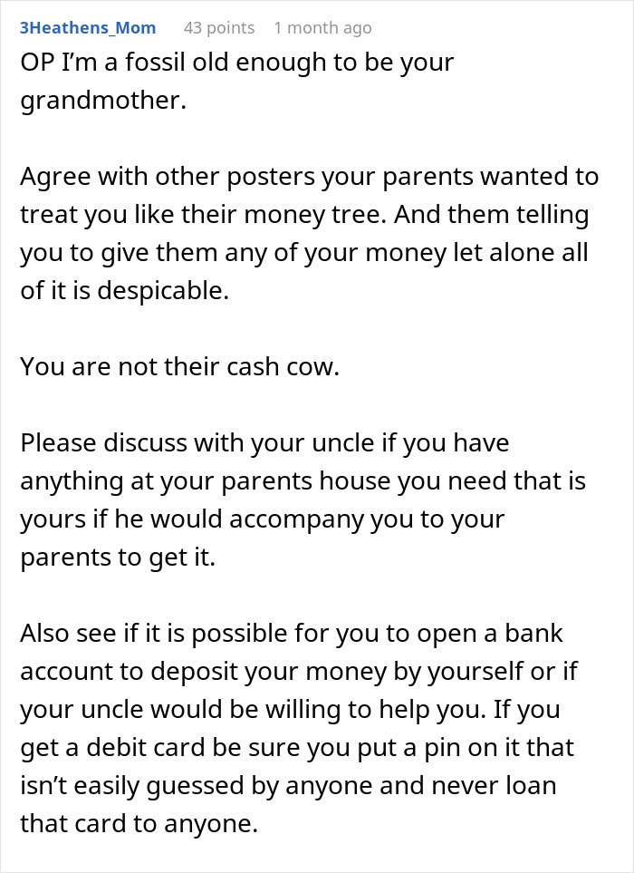“If I Didn’t Agree, I Could Leave”: Teen Moves Out After Parents Try To Claim Their Money “If I Didn’t Agree, I Could Leave”: Teen Moves Out After Parents Try To Claim Their Money