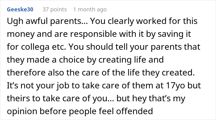 “If I Didn’t Agree, I Could Leave”: Teen Moves Out After Parents Try To Claim Their Money “If I Didn’t Agree, I Could Leave”: Teen Moves Out After Parents Try To Claim Their Money