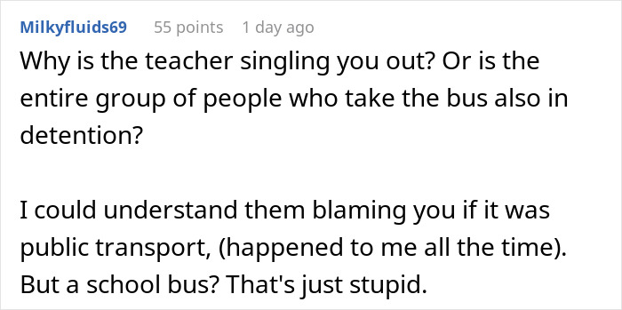 Student Mad Over 5 Days Of Detention After Their School Bus Is Late And They “Fail” To Report It Student Mad Over 5 Days Of Detention After Their School Bus Is Late And They “Fail” To Report It