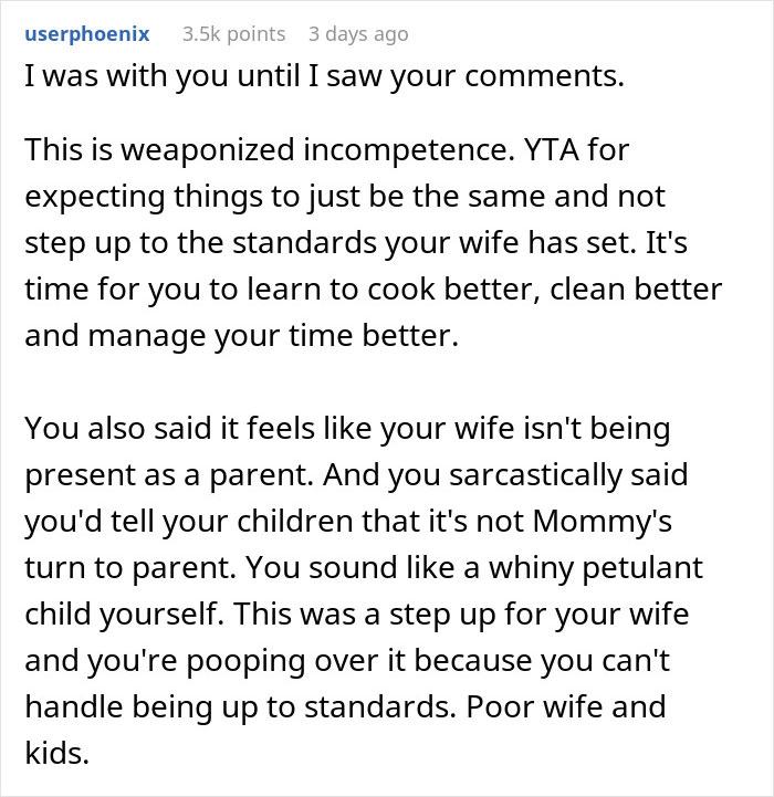 “Unfair Amount Of Duties”: Wife’s New Job Puts Strain On The Household “Unfair Amount Of Duties”: Wife’s New Job Puts Strain On The Household
