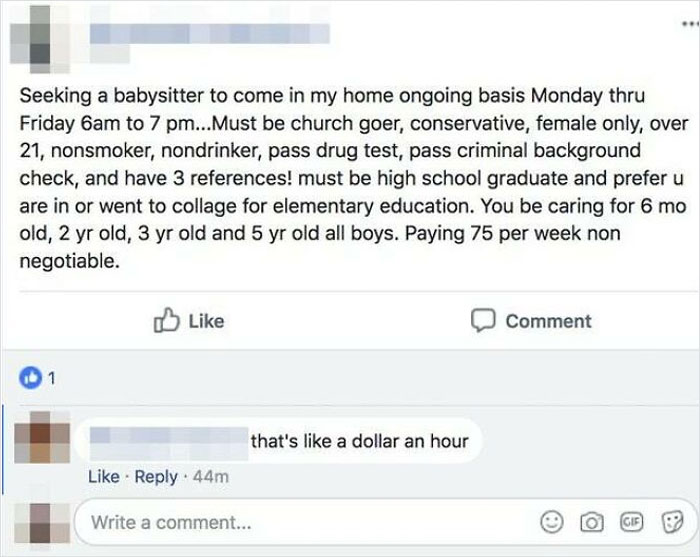 30 Posts From Delusional Parents Who Would Ask Babysitters To Pay Them, If They Could 30 Posts From Delusional Parents Who Would Ask Babysitters To Pay Them, If They Could