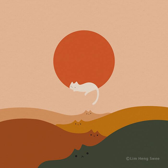 I Create Minimal Illustrations Featuring Cats Blended Into Landscapes And Other Scenes (40 New Pics) I Create Minimal Illustrations Featuring Cats Blended Into Landscapes And Other Scenes (40 New Pics)