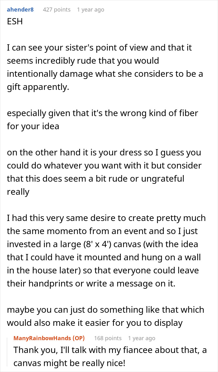 &ldquo;[Am I The Jerk] For &lsquo;Ruining&rsquo; My Wedding Dress?&rdquo;