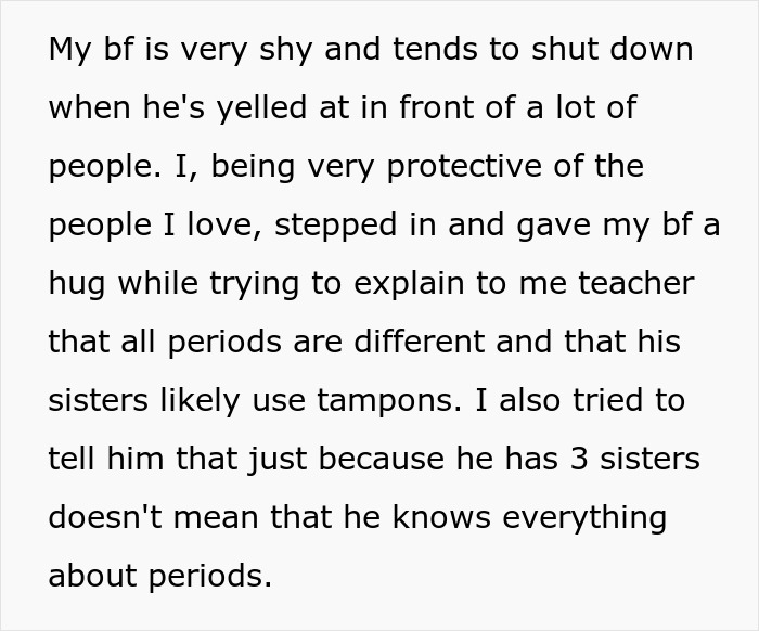 GF Finds A Perfect Way To Embarrass P.E. Teacher For Berating Her BF For His Period GF Finds A Perfect Way To Embarrass P.E. Teacher For Berating Her BF For His Period