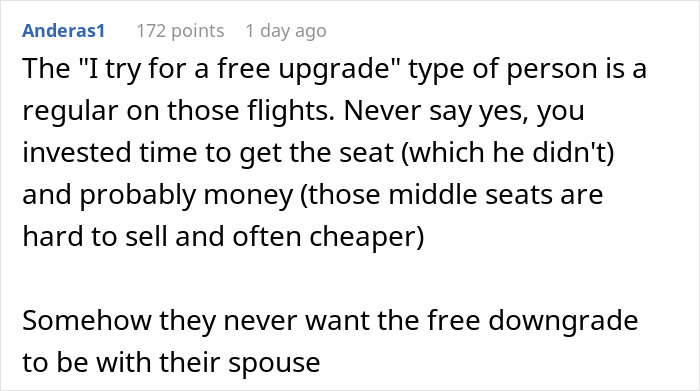 Plane Passenger Is Shut Down By Woman Who Wouldn’t Switch Seats With Him On An 11-Hour Flight