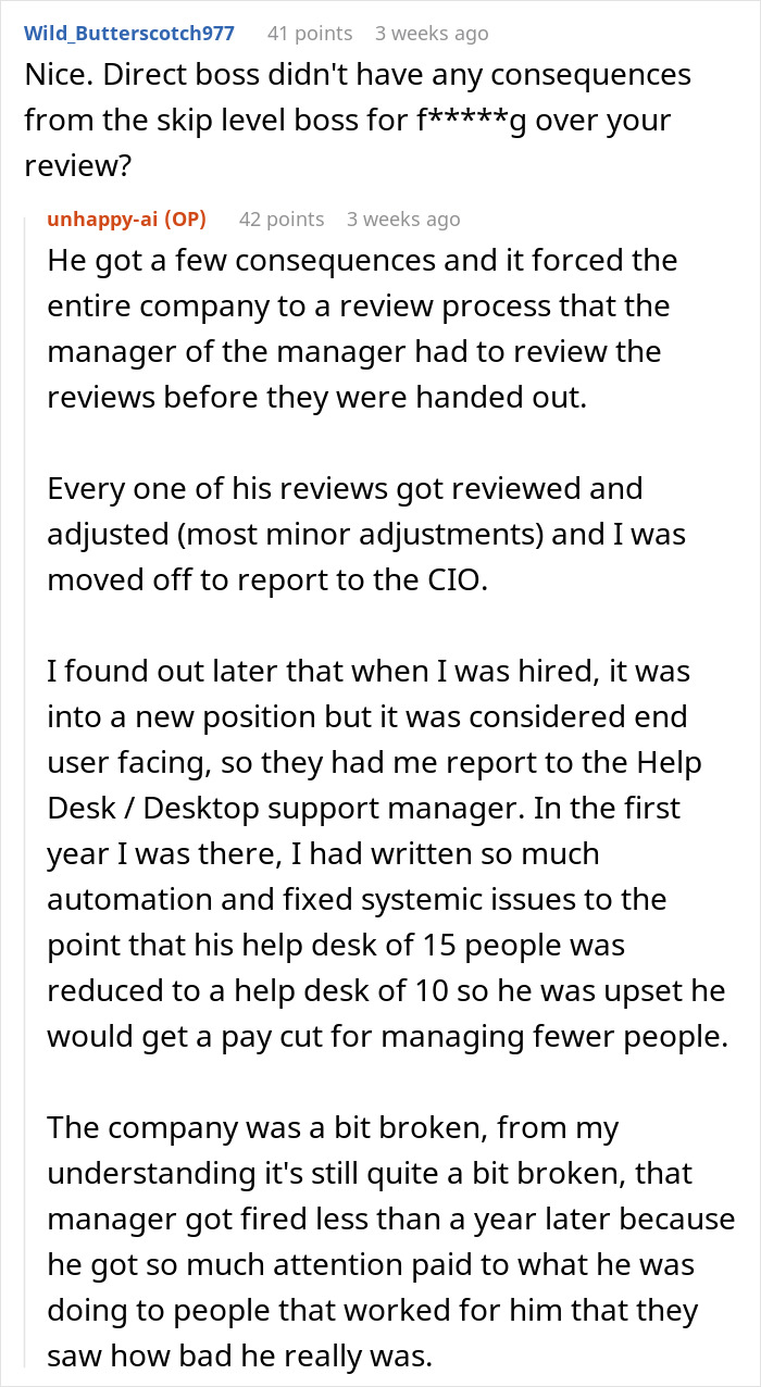 Boss Gives Employee 1 Out Of 5 Score In A Yearly Review For No Reason, Receives Petty Revenge