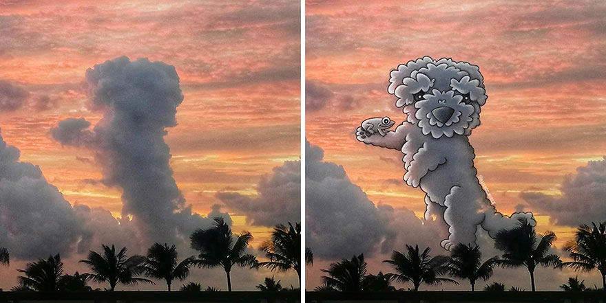 This Artist Creates Fun Illustrations On Pictures Of Clouds (35 New Pics) This Artist Creates Fun Illustrations On Pictures Of Clouds (35 New Pics)