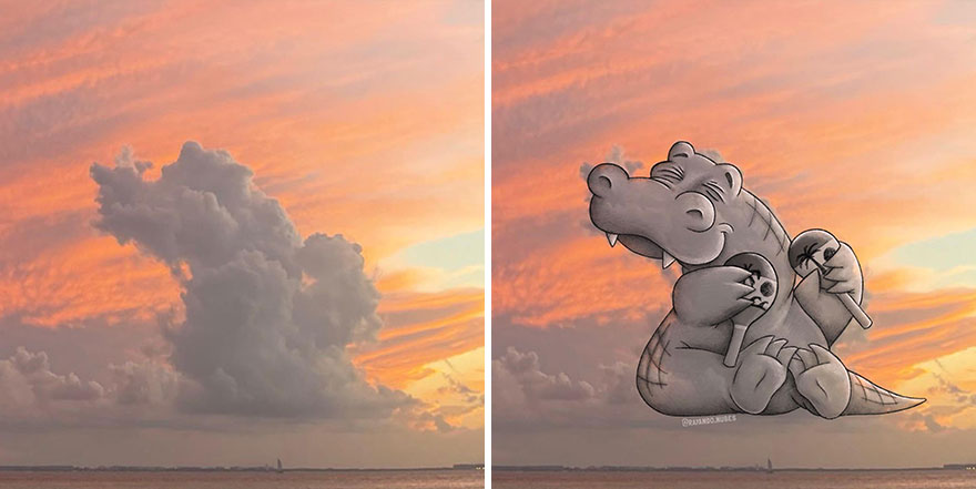 This Artist Creates Fun Illustrations On Pictures Of Clouds (35 New Pics) This Artist Creates Fun Illustrations On Pictures Of Clouds (35 New Pics)