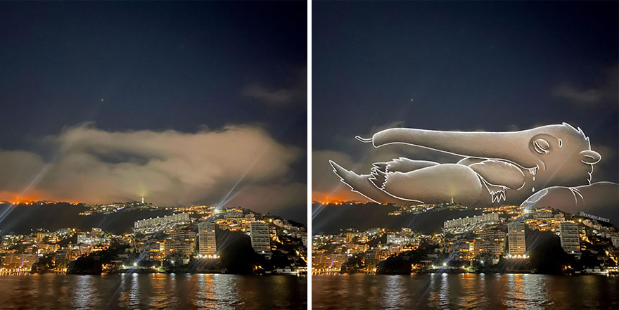 This Artist Creates Fun Illustrations On Pictures Of Clouds (35 New Pics) This Artist Creates Fun Illustrations On Pictures Of Clouds (35 New Pics)