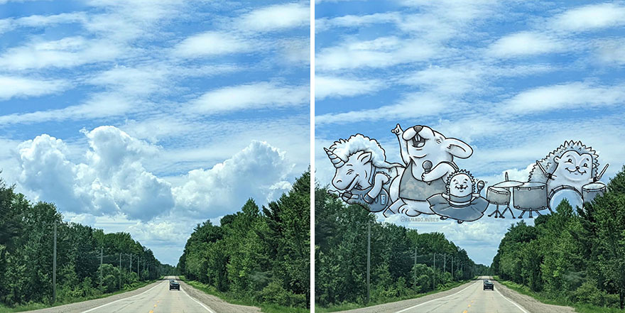 This Artist Creates Fun Illustrations On Pictures Of Clouds (35 New Pics) This Artist Creates Fun Illustrations On Pictures Of Clouds (35 New Pics)