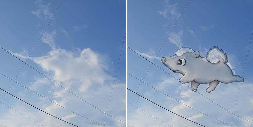This Artist Creates Fun Illustrations On Pictures Of Clouds (35 New Pics) This Artist Creates Fun Illustrations On Pictures Of Clouds (35 New Pics)