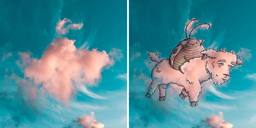 This Artist Creates Fun Illustrations On Pictures Of Clouds (35 New Pics) This Artist Creates Fun Illustrations On Pictures Of Clouds (35 New Pics)